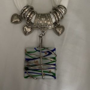 Gorgeous beach scarf with a beautiful Cristal and silver metallic accents